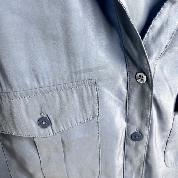 CHICOS Baby Blue Long Sleeve Blouse Sz 1 Women Sz M/8 Light Weight Career Work - Picture 10 of 10